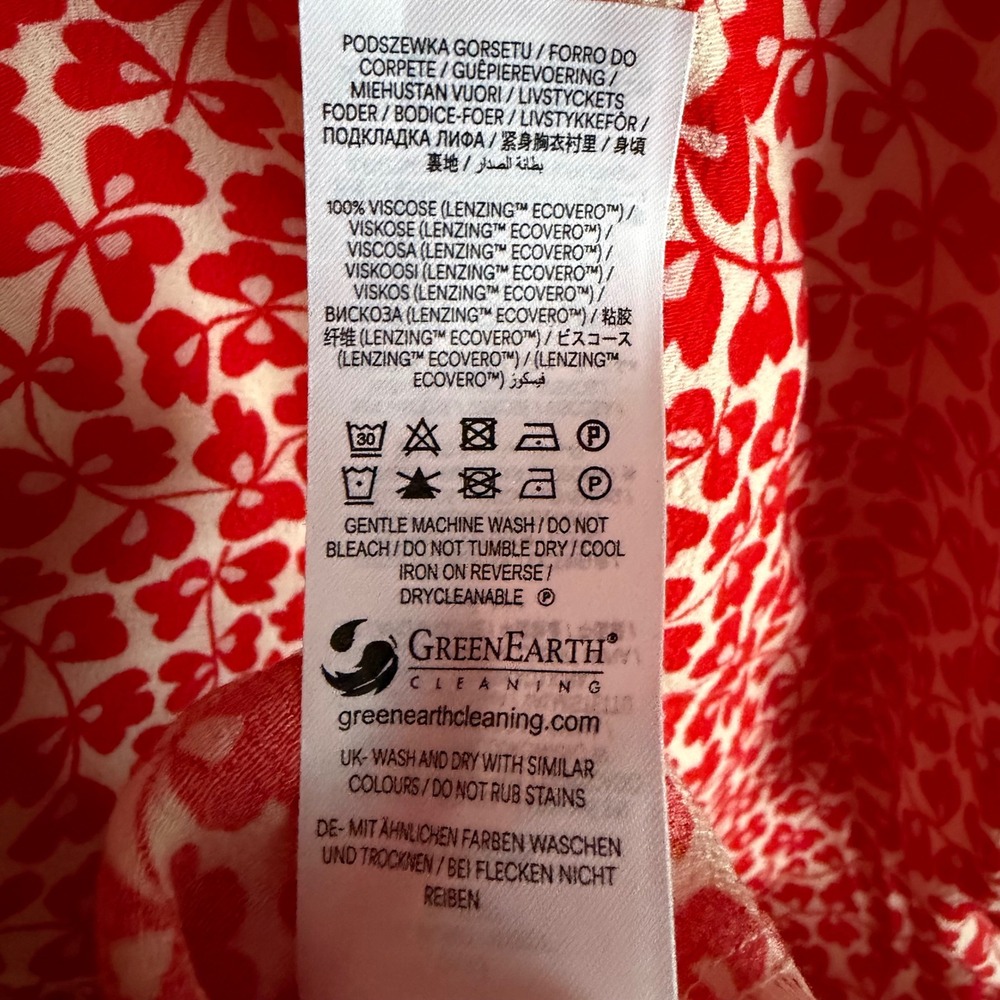 Boden Imelda Border Print Floral V-Neck Midi Dress Romantic Viscose Size US 14R - Picture 9 of 9